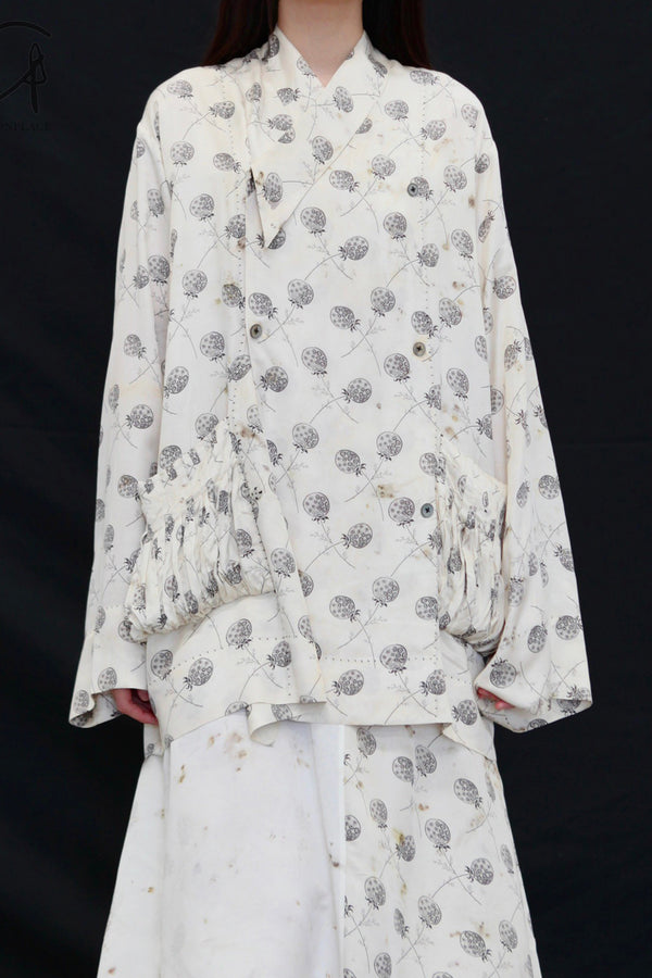 Mutedance 25 Spring/Summer Silk Slant-Breasted Bouquet Top MD-MD25SS124-HOARY MD25SS123